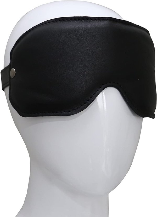 Bondage Leder Augenmaske Augenbinde mit Silikonfüllung schwarz Größe:L