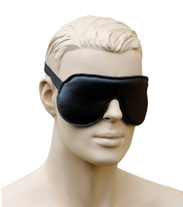 Bondag Leder Augenmaske Augenbinde mit Gummizug schwarz