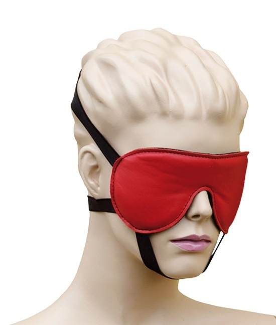 Bondag Leder Augenmaske Augenbinde mit 3 Gummizügen rot