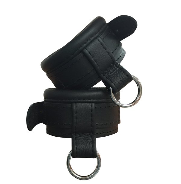 Bondage Leder Handfesseln mit Down-Ring gepolstert schwarz