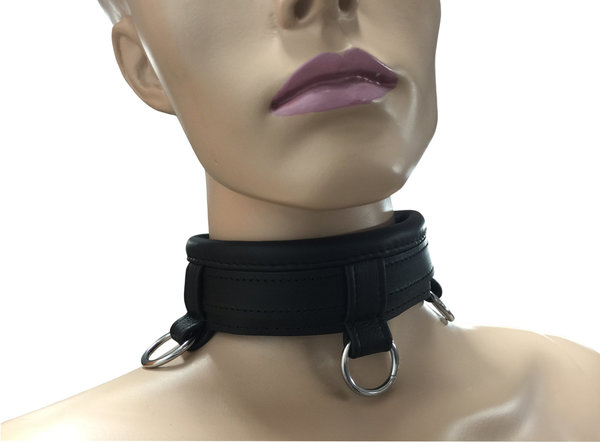 Leder Bondage Halsband mit Down-Ring schwarz