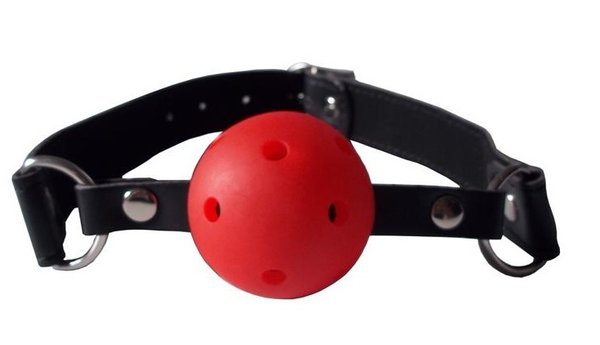 Bondage Ball Mundknebel 45mm rot mit Löcher