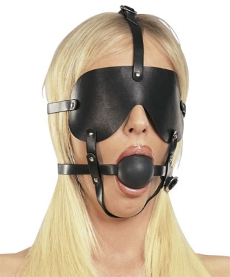 Bondage Leder Harness Mundknebel mit Augenmaske