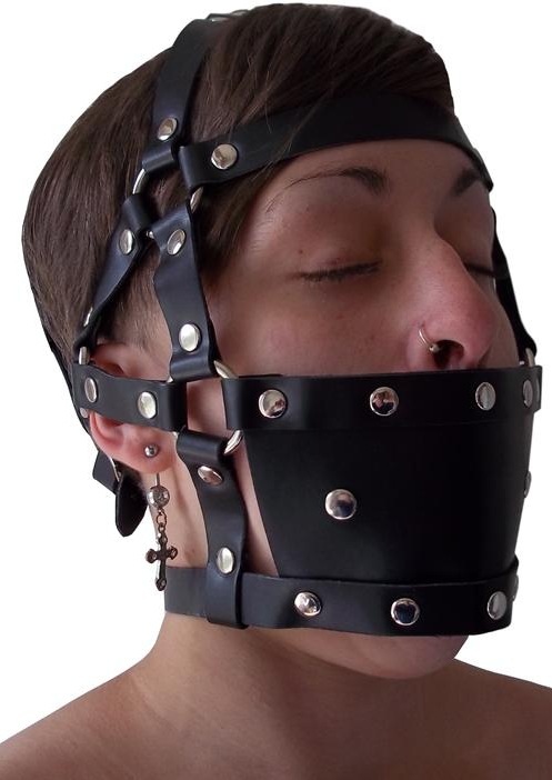 Bondage Leder Harness Kopfgeschirr Ball Mundknebel mit Nieten