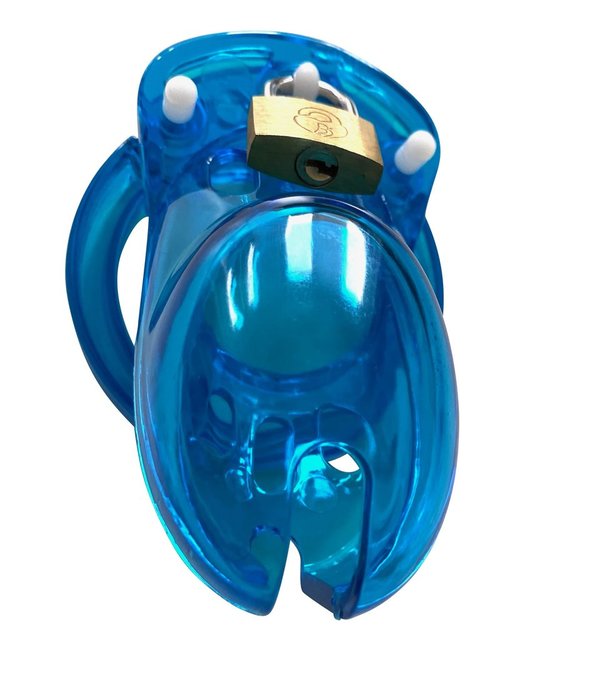 CB-S blau Kunststoff Peniskäfig Keuschheitskäfig mit Stacheln