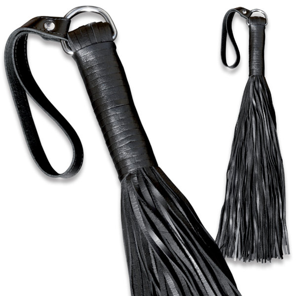 Nappa-Leder Peitsche 60cm mit 100 Riemen schwarz