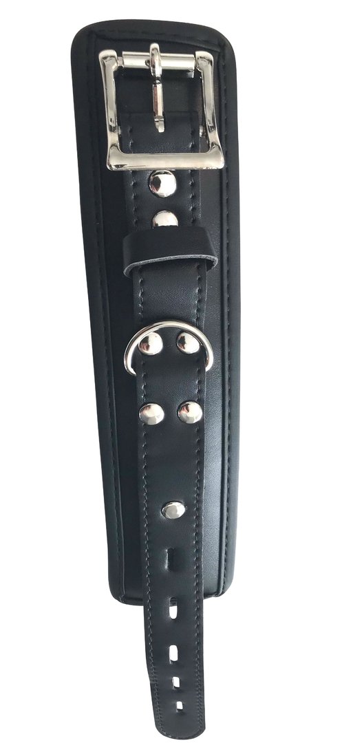 Leder Bondage Set Halsband Handfesseln Fußfesseln Fesselset samt gepolstert schwarz