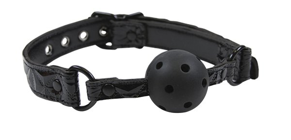 Bondage Ball Mundknebel schwarz 45mm mit Löcher