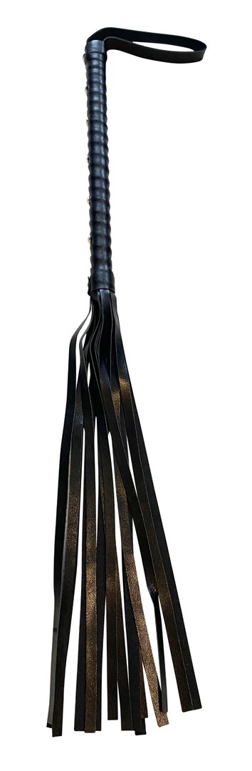 Leder Peitsche schwarz 60cm mit 15 Riemen