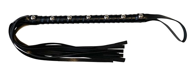 Leder Peitsche schwarz 60cm mit 15 Riemen
