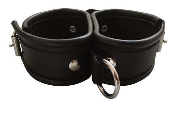 Bondage Doppel Leder Handfesseln extra eng schwarz