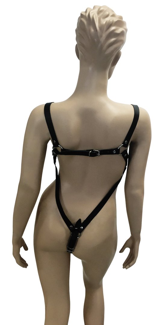 BDSM Damen Leder Harness mit BH und Schrittriemen