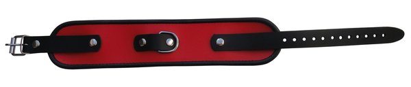 Leder Bondage Halsband mit runden Kanten rot