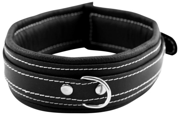 Leder Bondage Halsband gepolstert schwarz Deluxe Serie
