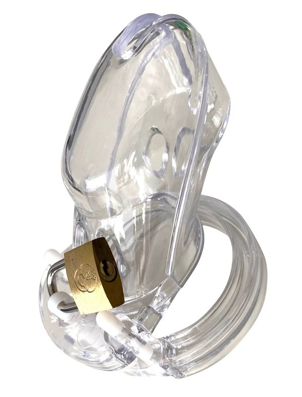 CB-S transparent Kunststoff Peniskäfig Keuschheitskäfig mit Stacheln