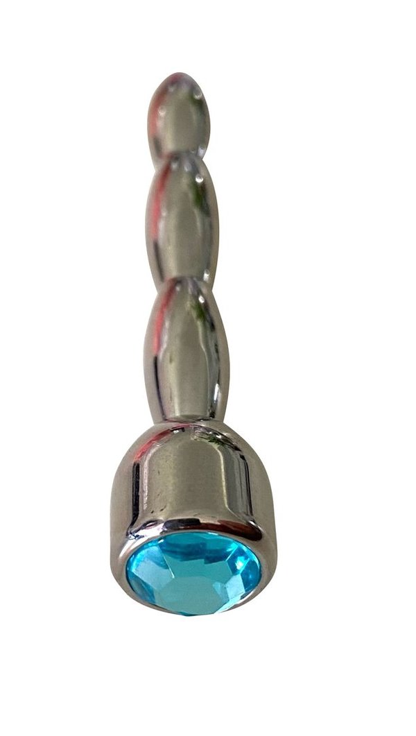 Metall Penis Plug Prinzen- Zepter Dilator mit blauem Kristall
