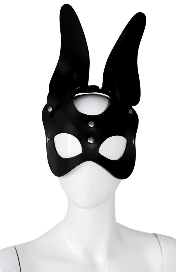 Leder Maske mit Hasenohren - Black Rabbit