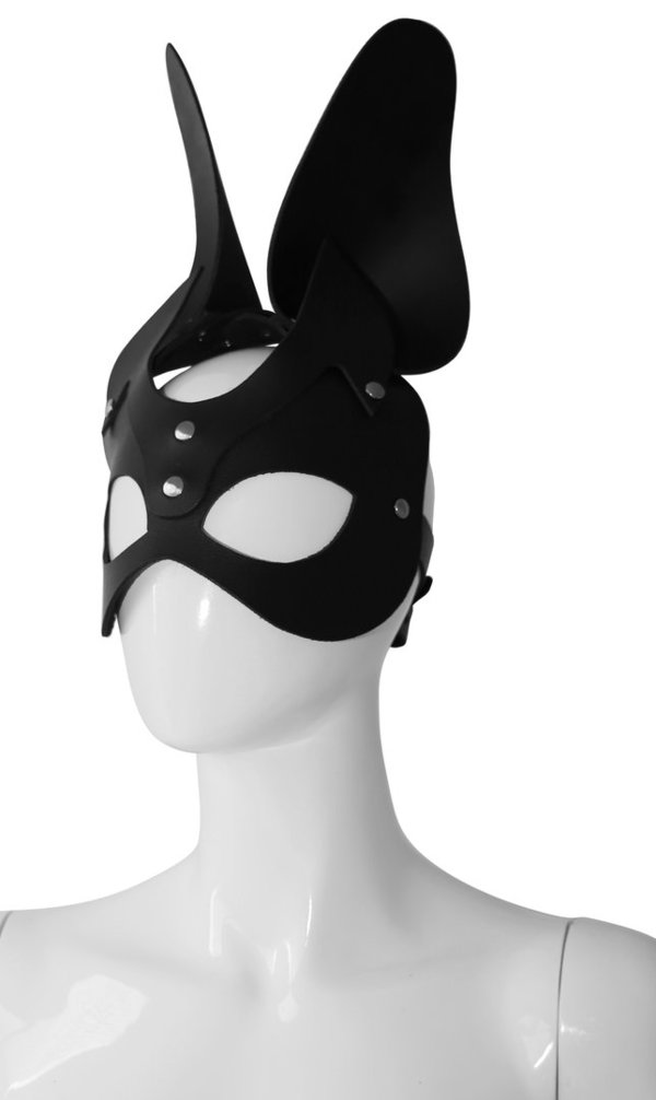 Leder Maske mit Hasenohren - Black Rabbit