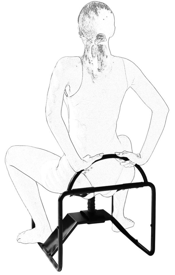 Metall Hocker Sex Chair mit Latex Dildo