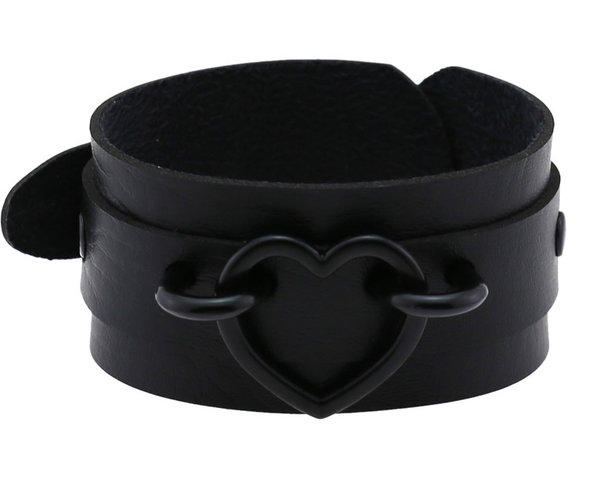 BDSM Leder Armband mit schwarzem Herz
