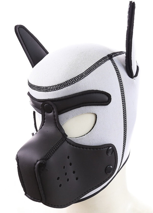 BDSM Neopren Kopfmaske Hunde Maske weiß - Dog Mask