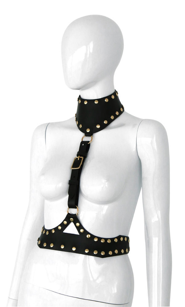 BDSM Leder Damen Harness Body - Die Baronin  in schwarz oder rot